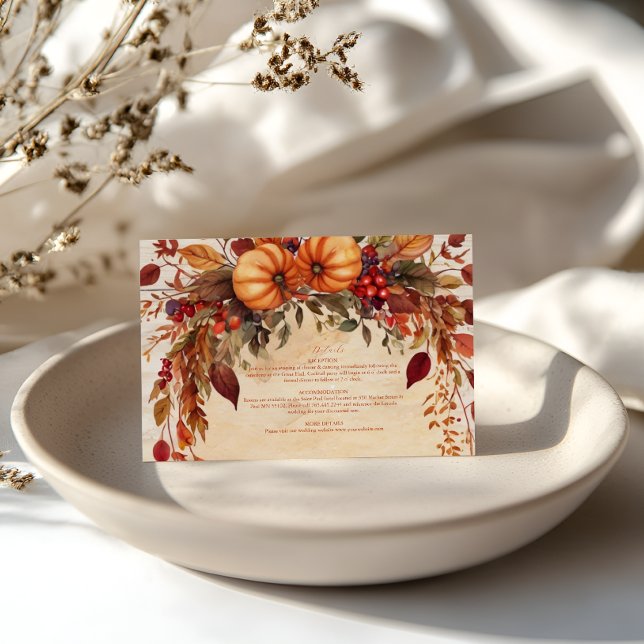Fall Floral Pumpkin Rustic Enclosure Card (Creator Uploaded)