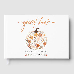 Fall Floral Pumpkin Wedding Guest Book