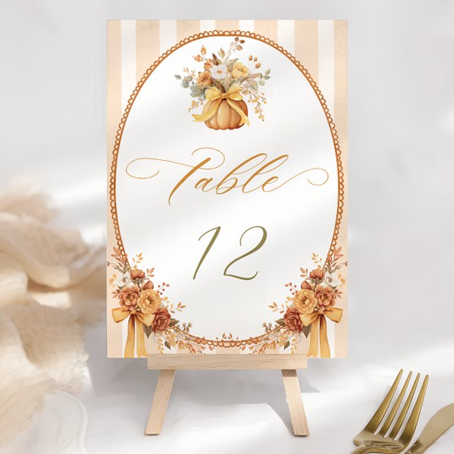 Fall Floral Pumpkin Wedding Table Number (Creator Uploaded)
