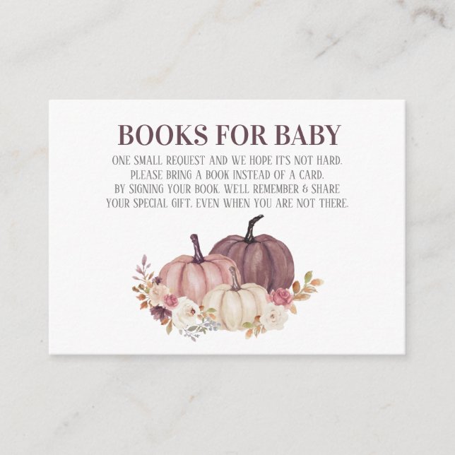 Fall Floral Pumpkins Books for Baby Enclosure Card (Front)