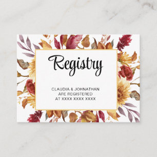 Fall Floral Registry Bridal Shower Enclosure Card