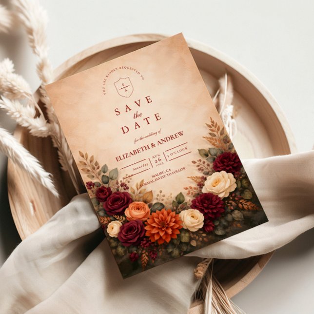 Fall Floral Romance Wedding Save The Date (Creator Uploaded)