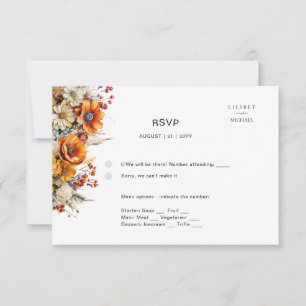 FALL FLORAL RSVP   ORANGE FLOWERS   RUSTIC WEDDING