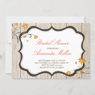 Fall Floral Rustic Bridal Shower Invitations