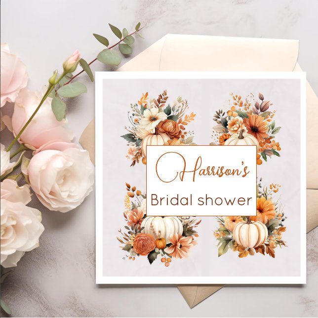 Fall Floral Rustic Bridal Shower Paper  Napkin (Creator Uploaded)