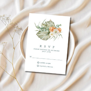 Fall Floral Rustic Outdoor Wedding RSVP Card