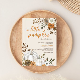 Fall Floral Rustic Pumpkin Baby Shower Invitation