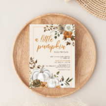 Fall Floral Rustic Pumpkin Baby Shower Invitation