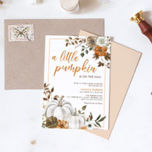 Fall Floral Rustic Pumpkin Baby Shower Invitation
