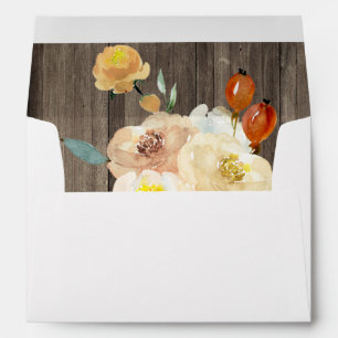 Fall Floral Rustic Wood Envelope