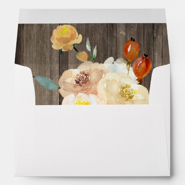 Fall Floral Rustic Wood Envelope (Back (Bottom))