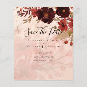 Fall Floral SAVE DATES Terracotta Burgundy Red Flyer