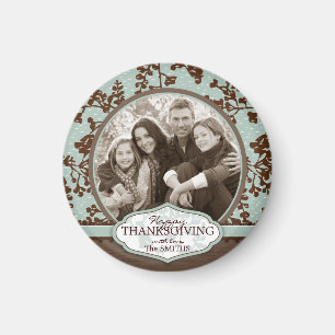 Fall Floral Stems in Vintage Blue and Brown Magnet