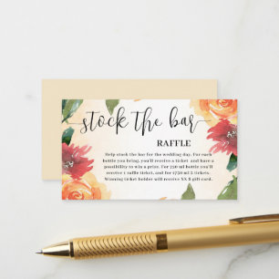 Fall Floral Stock the bar Bridal Shower Enclosure Card
