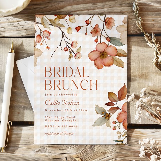 Fall Floral Terracotta Bridal Shower Brunch Invitation (Creator Uploaded)