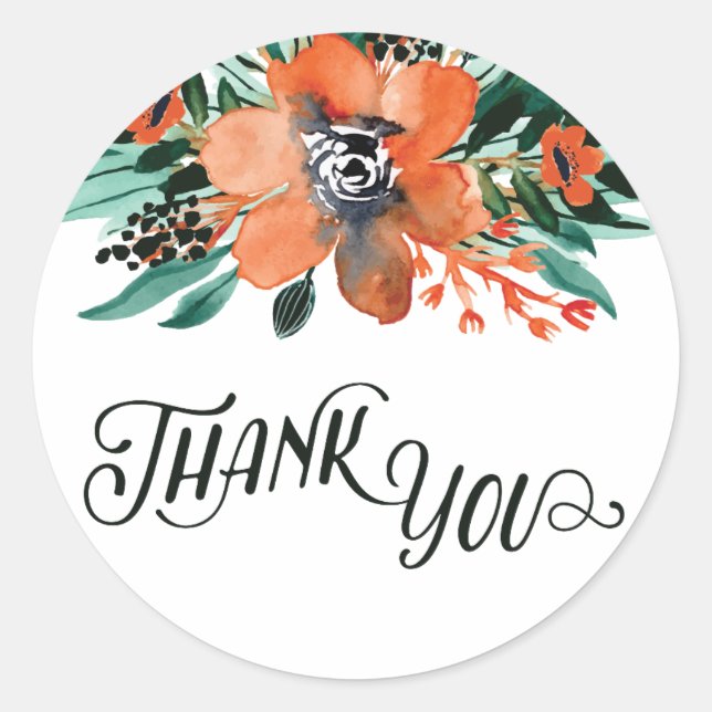 Fall Floral Thank You Sticker (Front)