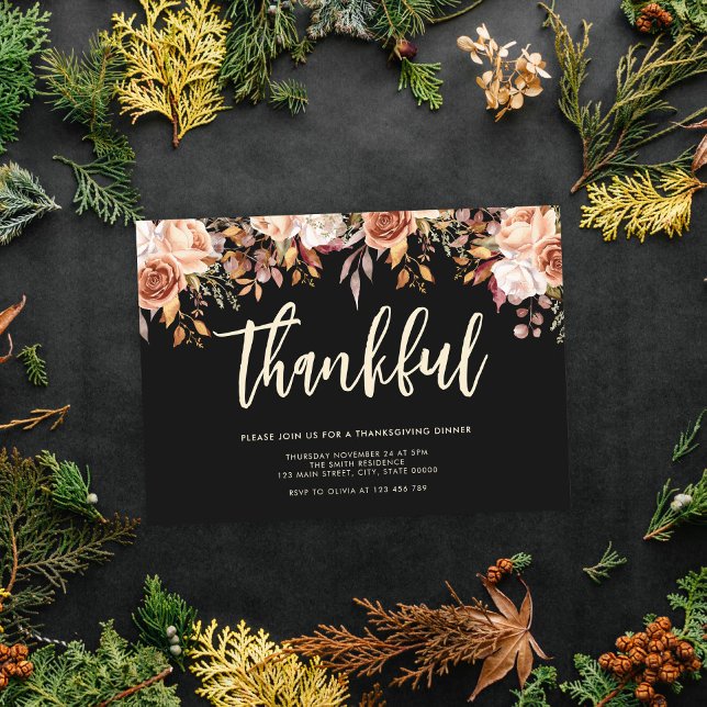 Fall Floral Thanksgiving Dinner Invitation (Creator Uploaded)