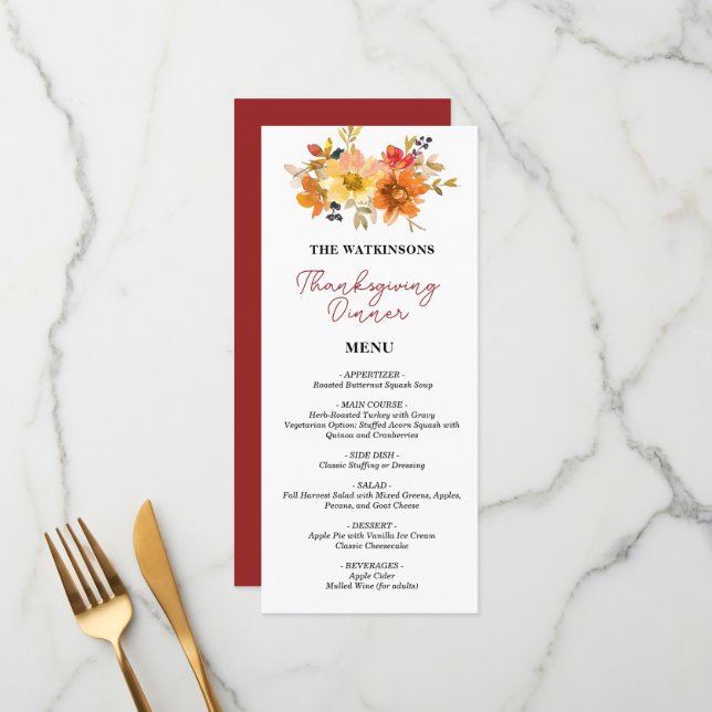 fall floral thanksgiving menu (Front/Back In Situ)