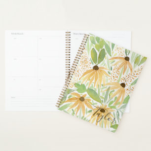 Fall Floral Watercolor Sunflowers Planner