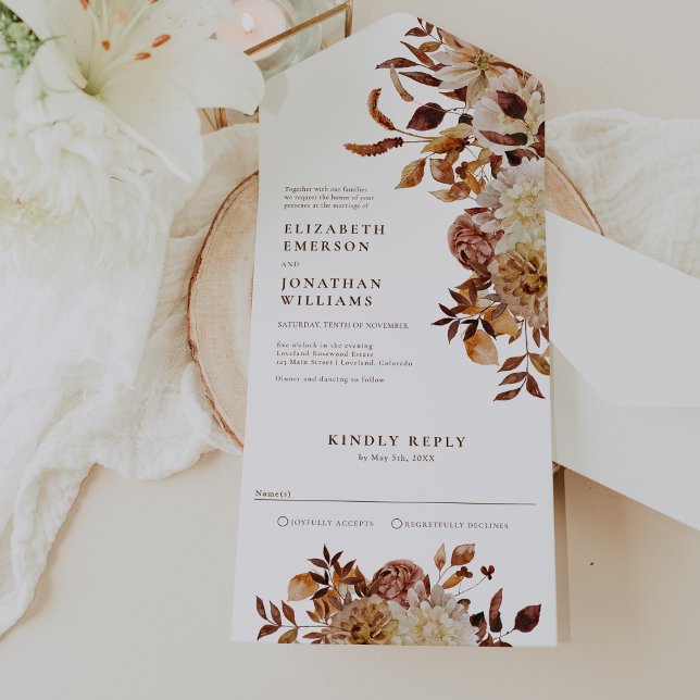 Fall Floral Wedding All In One Invitation (Fall Floral Wedding All In One Invitation by Painted Paperie
)