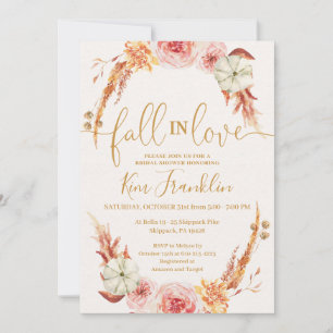 FALL Floral Wedding and Gold Bridal Shower  Invita Invitation