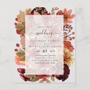 Fall Floral Wedding - Burgundy Orange BUDGET Flyer