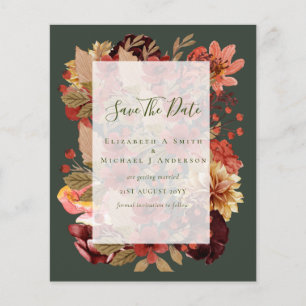 Fall Floral Wedding - Burgundy Orange BUDGET Flyer