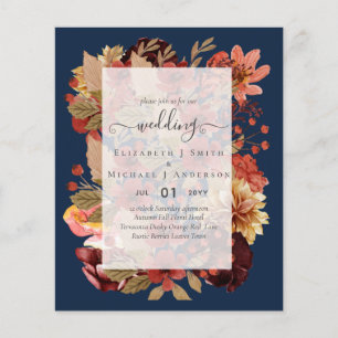 Fall Floral Wedding - Burgundy Orange BUDGET Flyer
