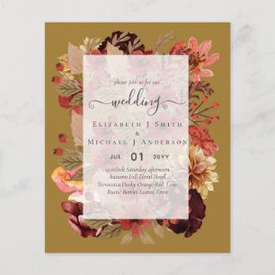 Fall Floral Wedding - Burgundy Orange BUDGET Flyer