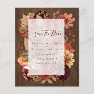 Fall Floral Wedding - Burgundy Orange BUDGET Flyer
