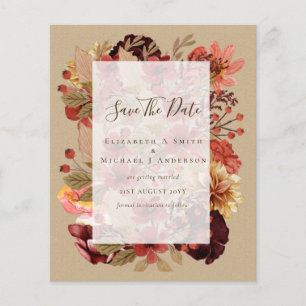 Fall Floral Wedding - Burgundy Orange BUDGET Flyer