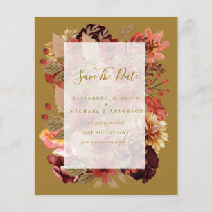 Fall Floral Wedding - Burgundy Orange BUDGET Flyer