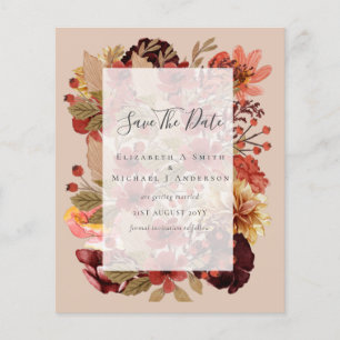 Fall Floral Wedding - Burgundy Orange BUDGET Flyer