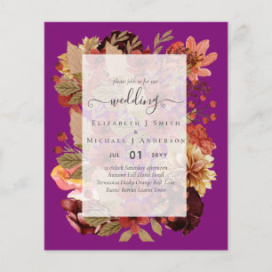Fall Floral Wedding - Burgundy Orange BUDGET Flyer