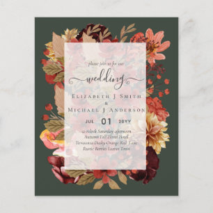 Fall Floral Wedding - Burgundy Orange BUDGET Flyer