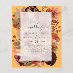 Fall Floral Wedding - Burgundy Orange BUDGET Flyer