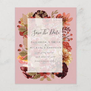 Fall Floral Wedding - Burgundy Orange BUDGET Flyer