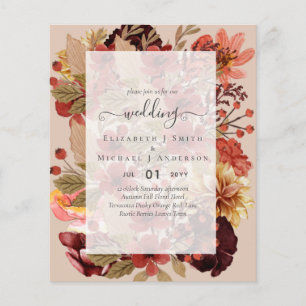 Fall Floral Wedding - Burgundy Orange BUDGET Flyer