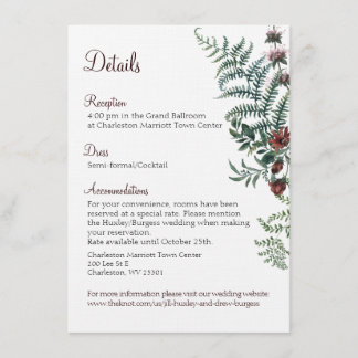 Fall Floral Wedding Details Card