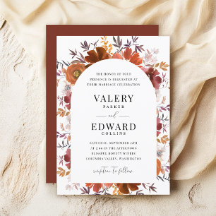 Fall Floral Wedding Elegant Boho Invitation