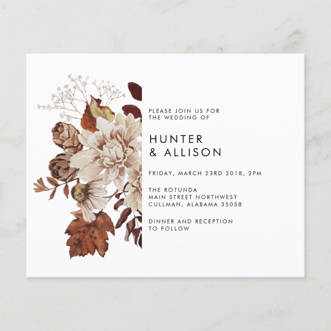 Fall Floral Wedding Invitation Flyer (Front)