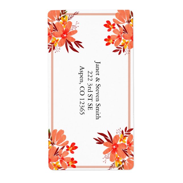 Fall Floral Wedding Personalised Orange Gold (Front)