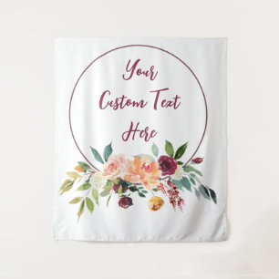 Fall Floral Wedding Photo Booth Backdrop Fun Prop Tapestry