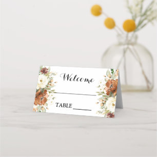 Fall floral wedding place card