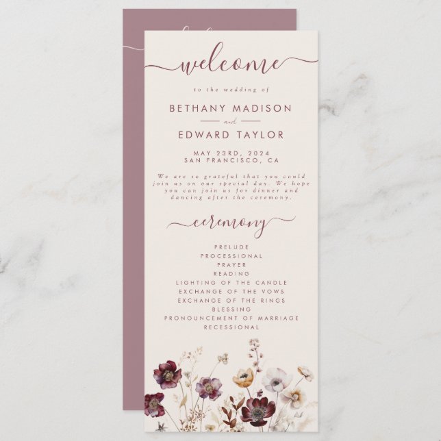 Fall Floral Wedding Program (Front/Back)