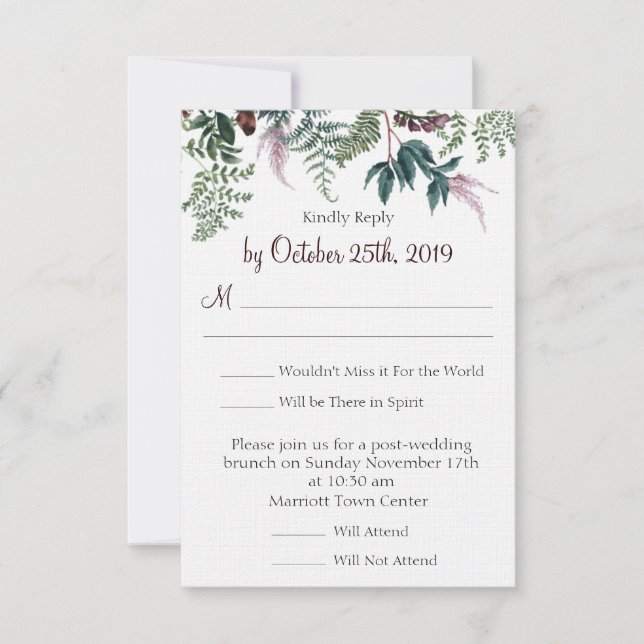 Fall Floral Wedding RSVP Invitation (Front)