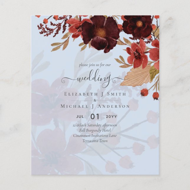 Fall Floral Wedding Terracotta Burgundy Red Flyer (Front)