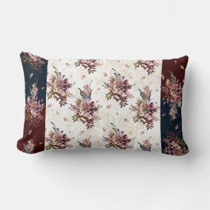 Fall Floral White/Burgundy/Navy Lumbar Pillow