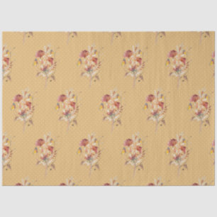 Fall Floral Wildflower Butterfly Mustard Decoupage Tissue Paper