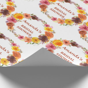 Fall Floral Wreath Bridal shower Wrapping Paper